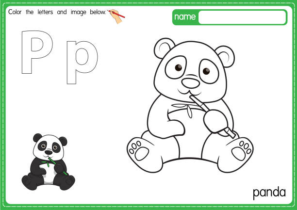 Panda coloring pages stock illustrations royalty