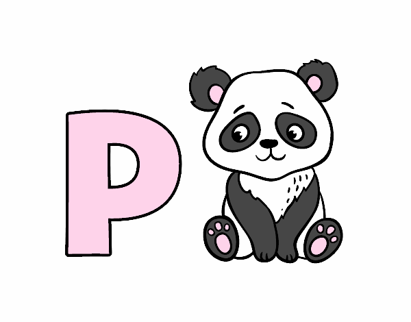 Colored page p of panda painted by user not registered