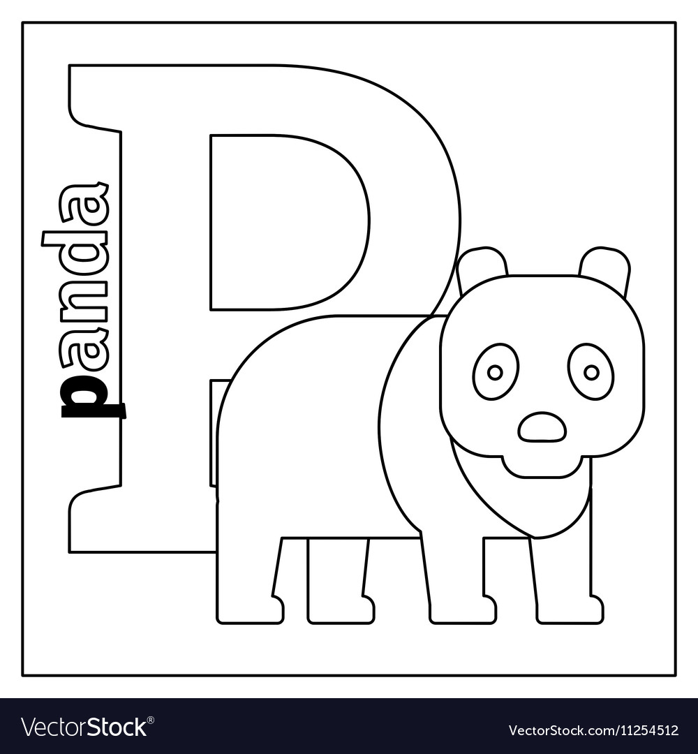 Panda letter p coloring page royalty free vector image