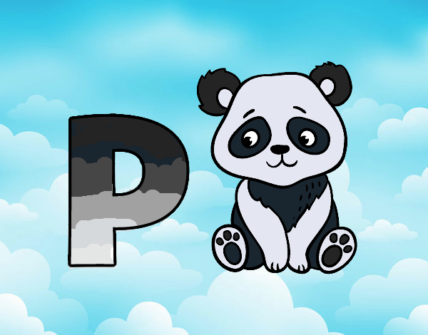 Colored page p of panda painted by user not registered