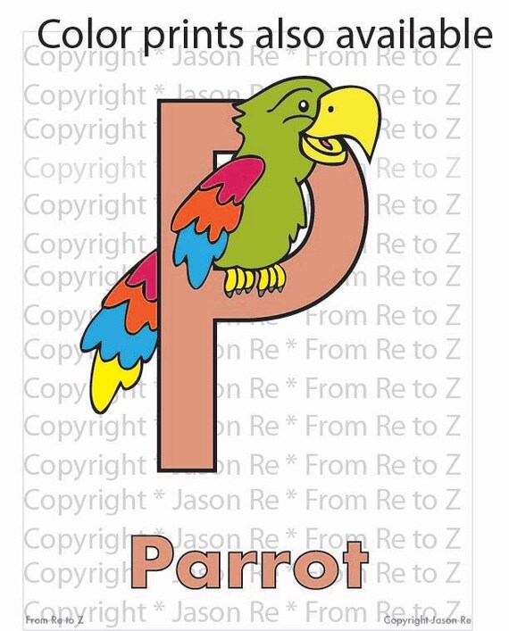 P is for parrot abcs coloring page alphabet printable digital download letter p classrooms and children of all ages