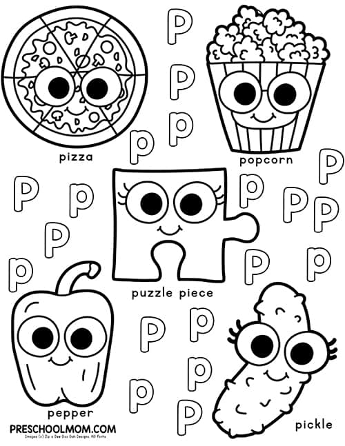 Letter p preschool printables