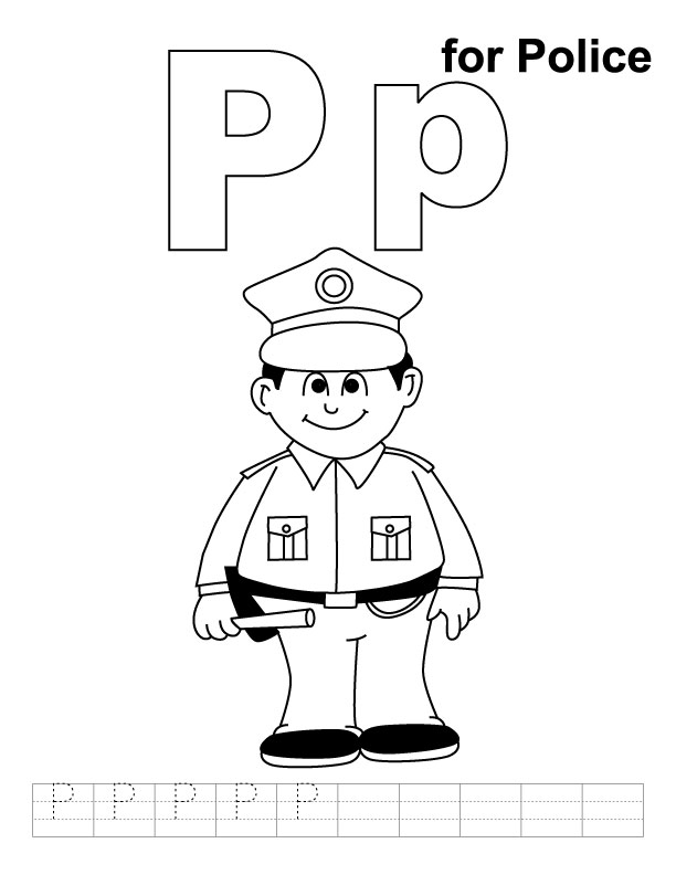 P for police coloring page with handwriting practice download free p for police coloring page with handwriting practice for kids best coloring pages