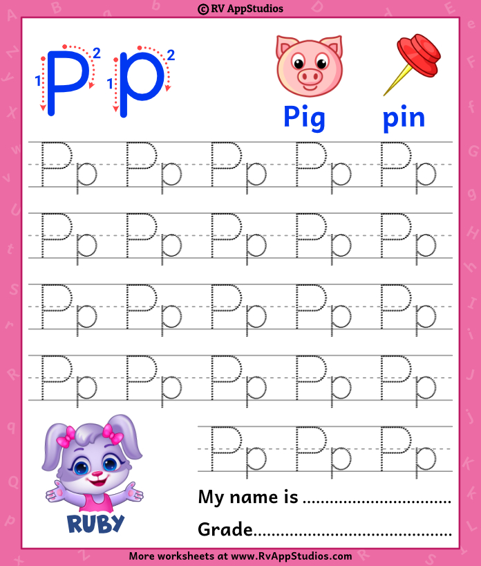 Alphabet pp letter printable letter pp tracing worksheets