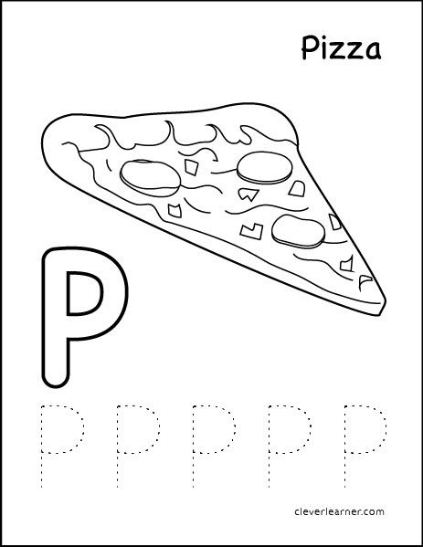 P is for pizza tracing activity preschool worksheets alphabet crafts preschool letter p crafts