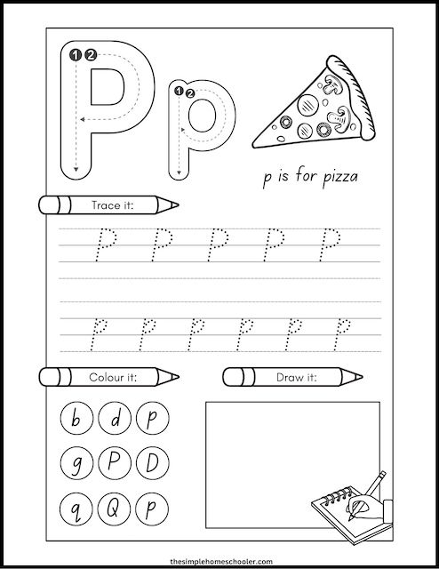 Free fun letter p tracing worksheets easy print