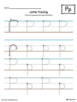 Letter p tracing printable worksheet color