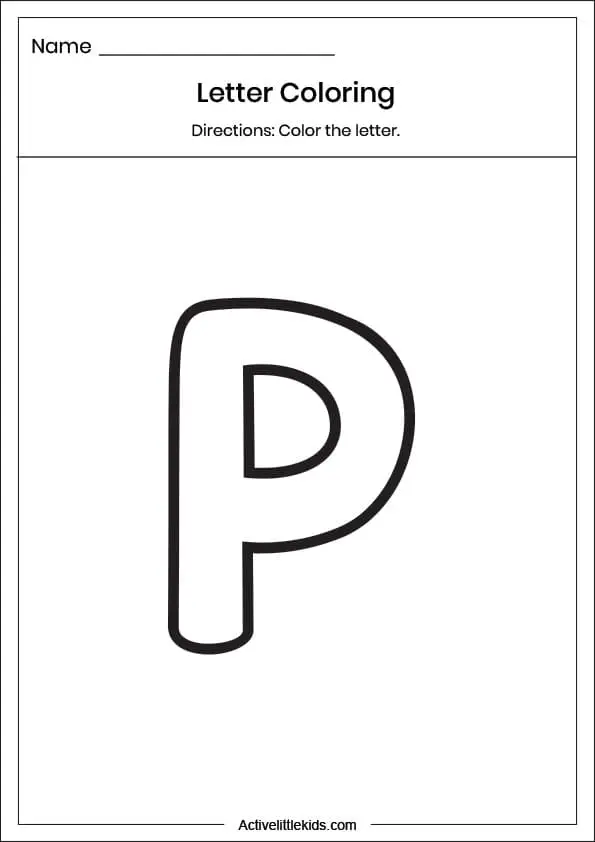 Free letter p worksheets for kindergarten