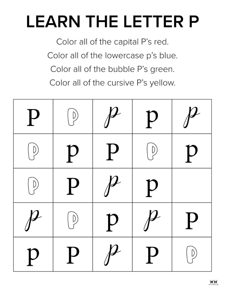 Letter p worksheets