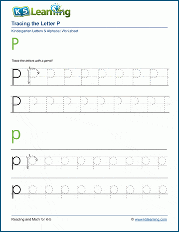 Tracing the letter p p k learning