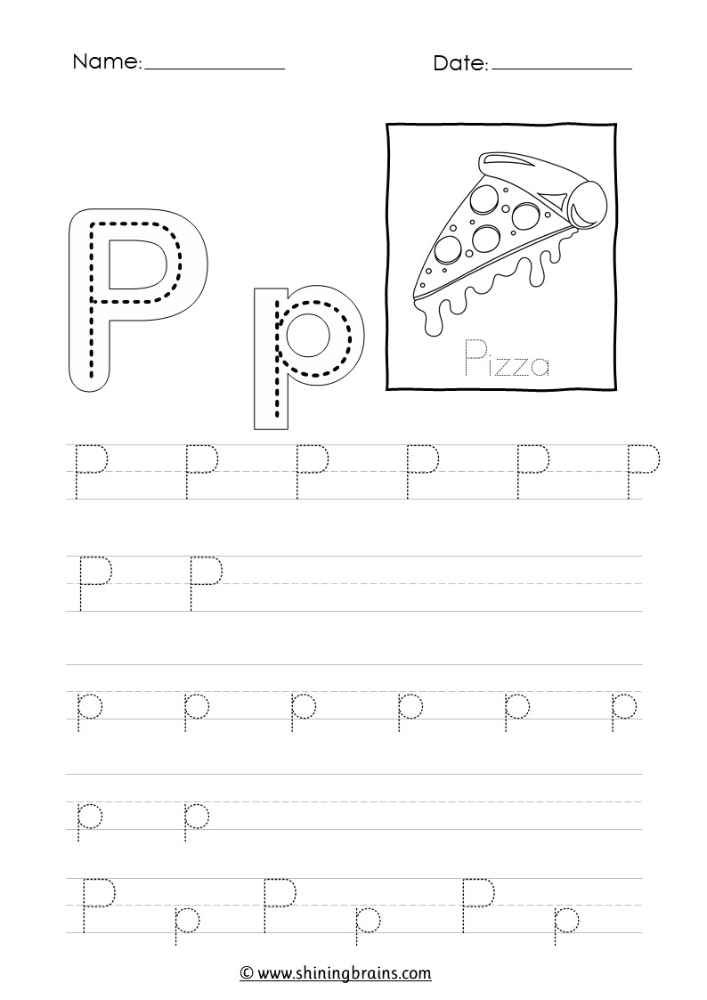 Tracing letter p p worksheet