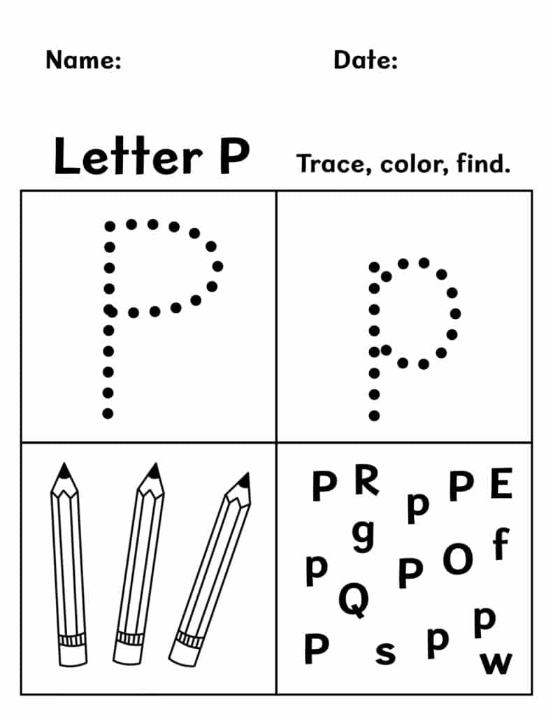 Free letter p worksheets for preschool â the hollydog blog