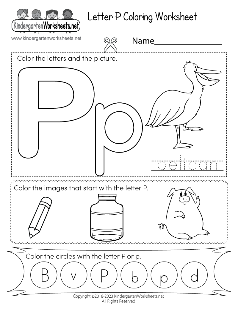 Letter p coloring worksheet