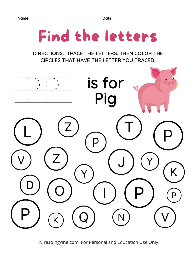 Letter p worksheets for preschool free printable