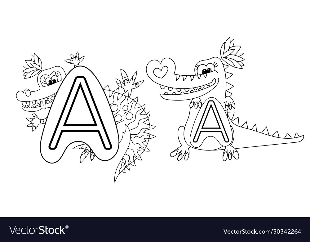 Animal alphabet coloring book for preschool kids vector image