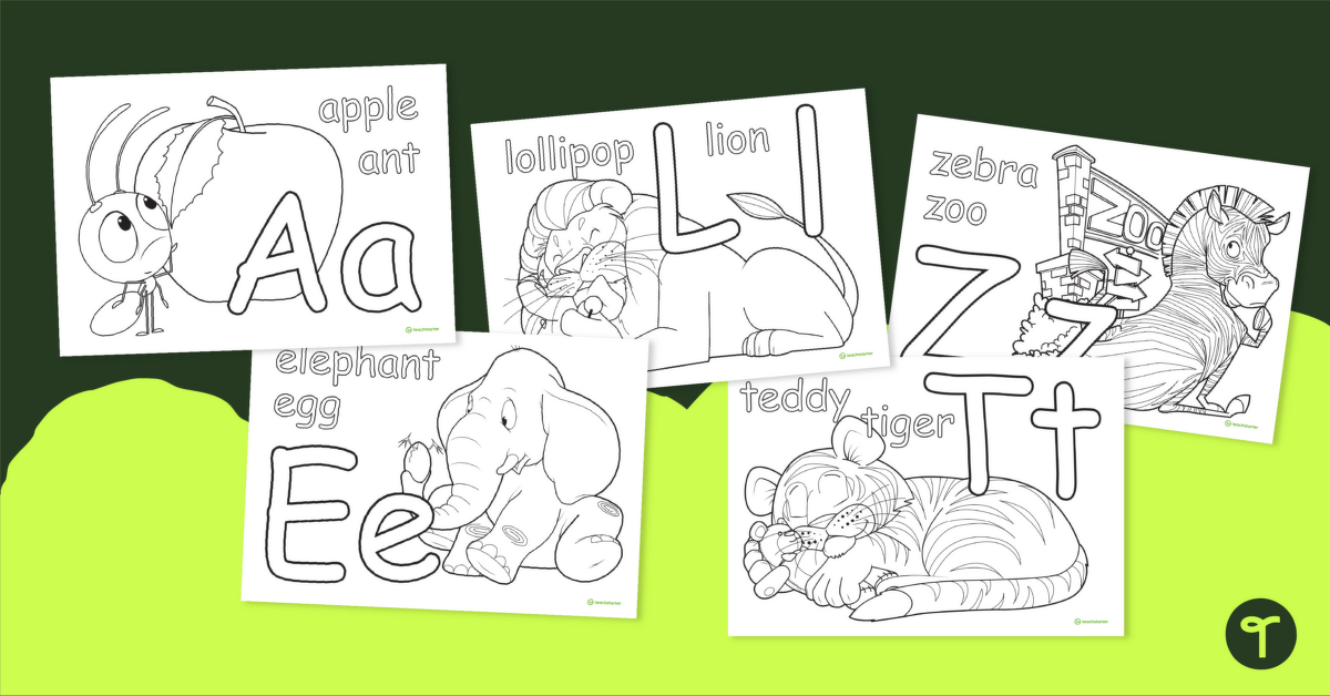 Printable alphabet colouring pages teach starter