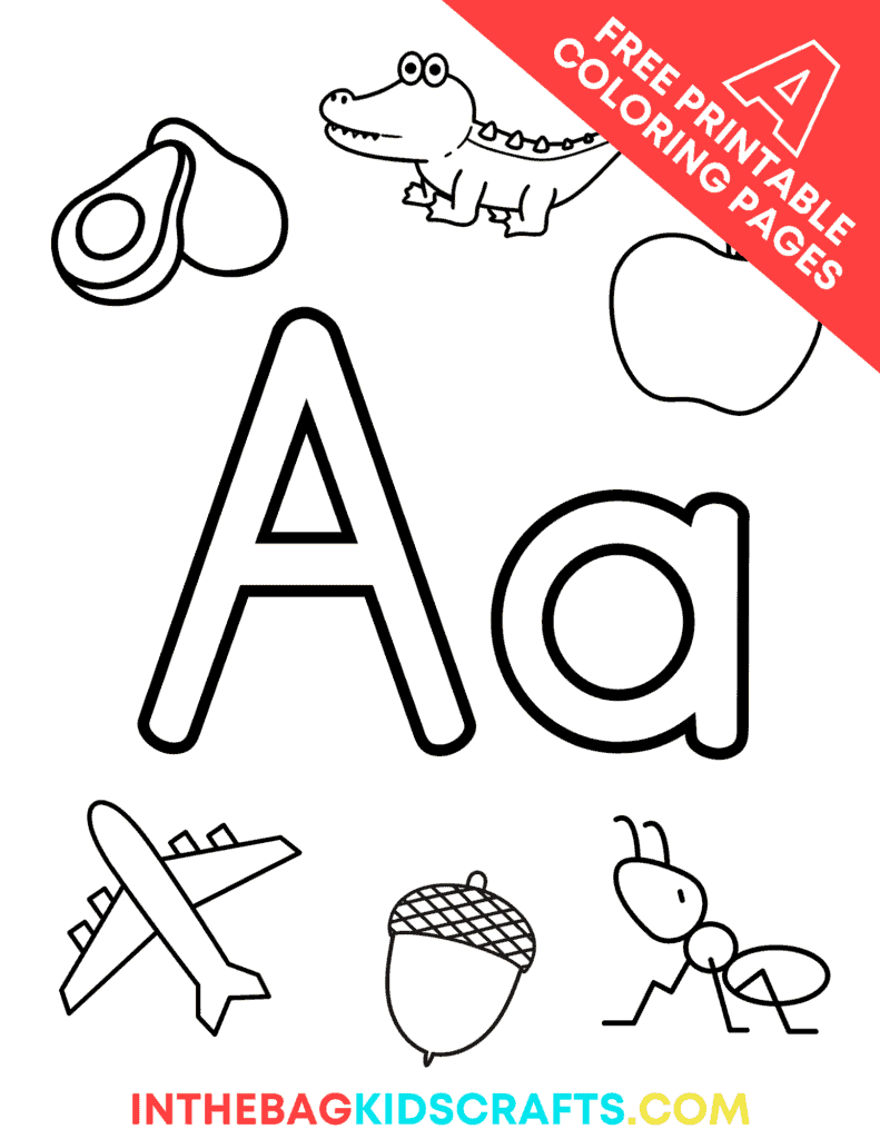 Letter a coloring pages free printables â in the bag kids crafts