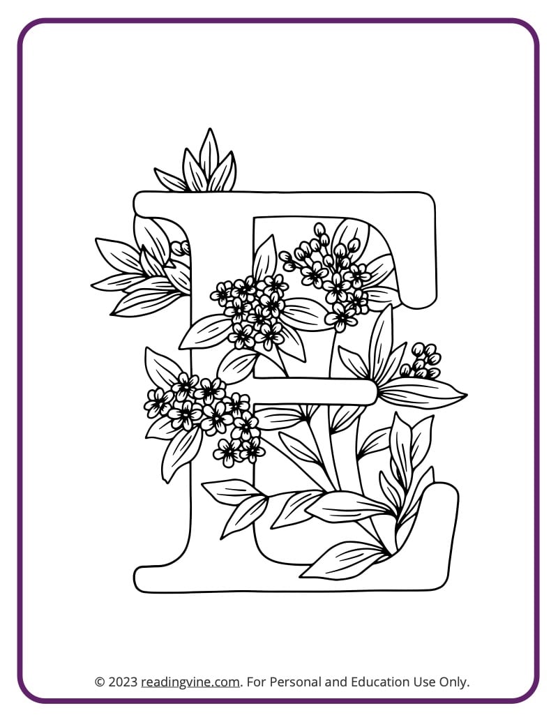 Letter e coloring pages