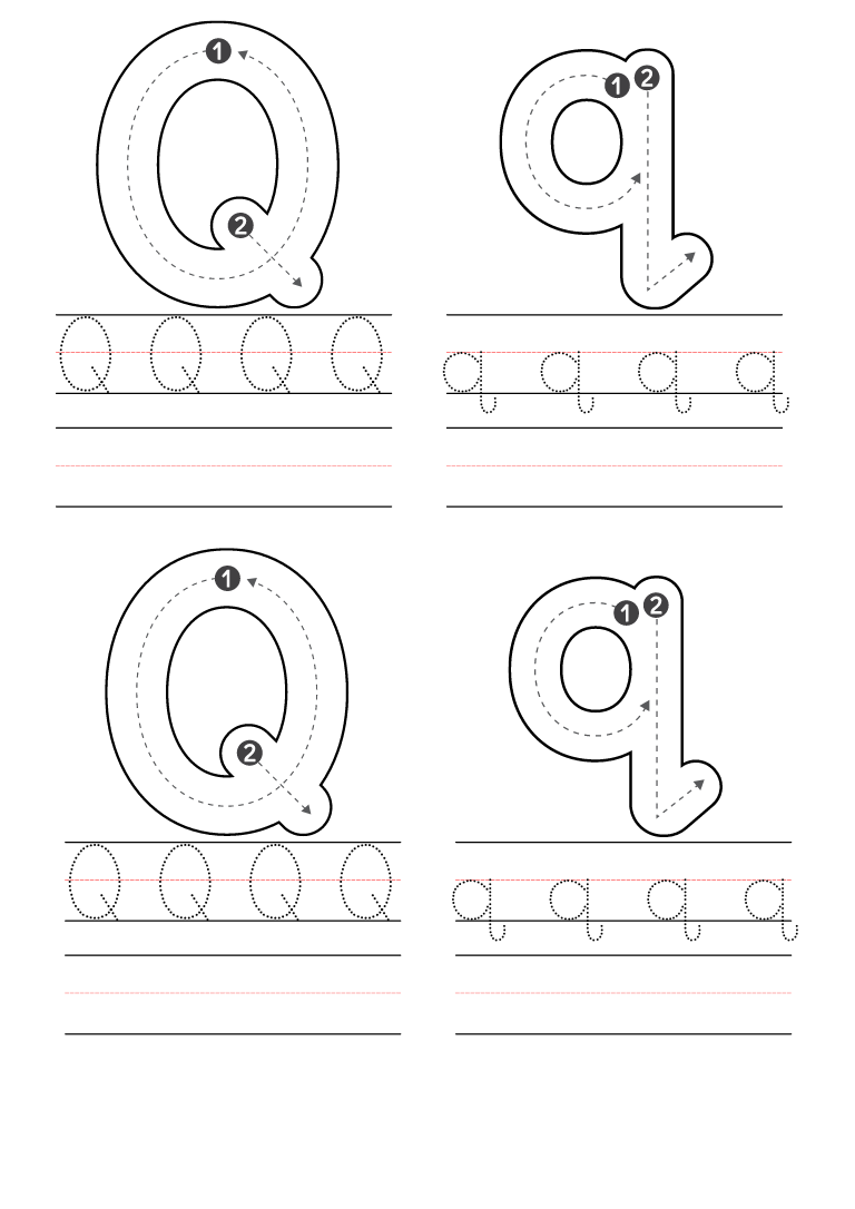 Free letter q coloring pages printable pdf