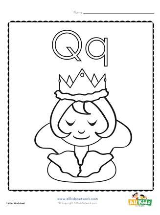 Coloring page for the letter q all kids network