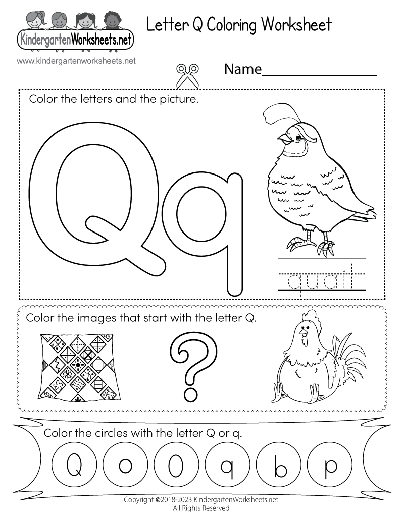 Letter q coloring worksheet