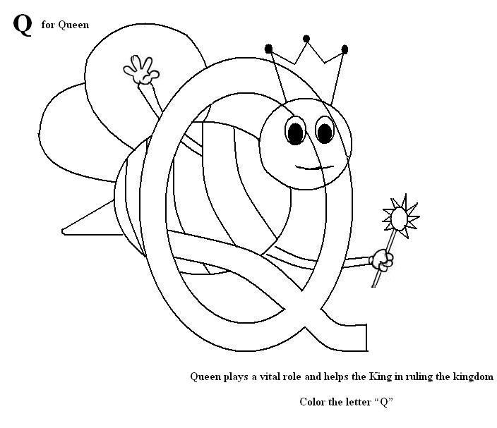 Letter q coloring printable page for kids