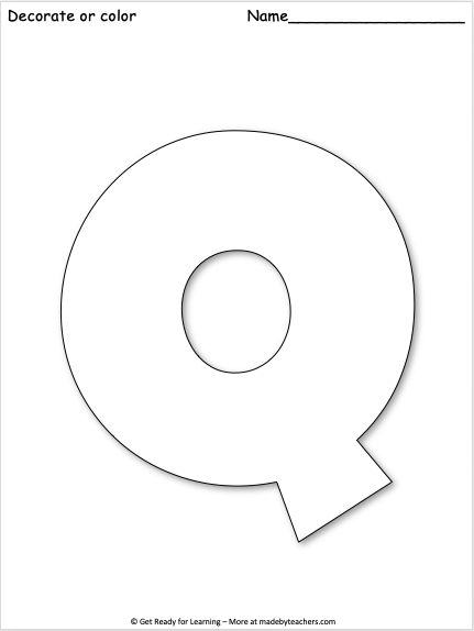 Free giant letter q worksheet