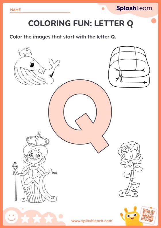 Coloring fun letter q worksheet