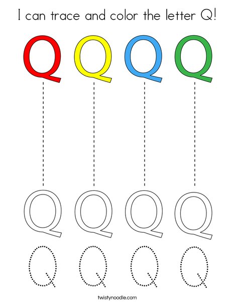 I can trace and color the letter q coloring page