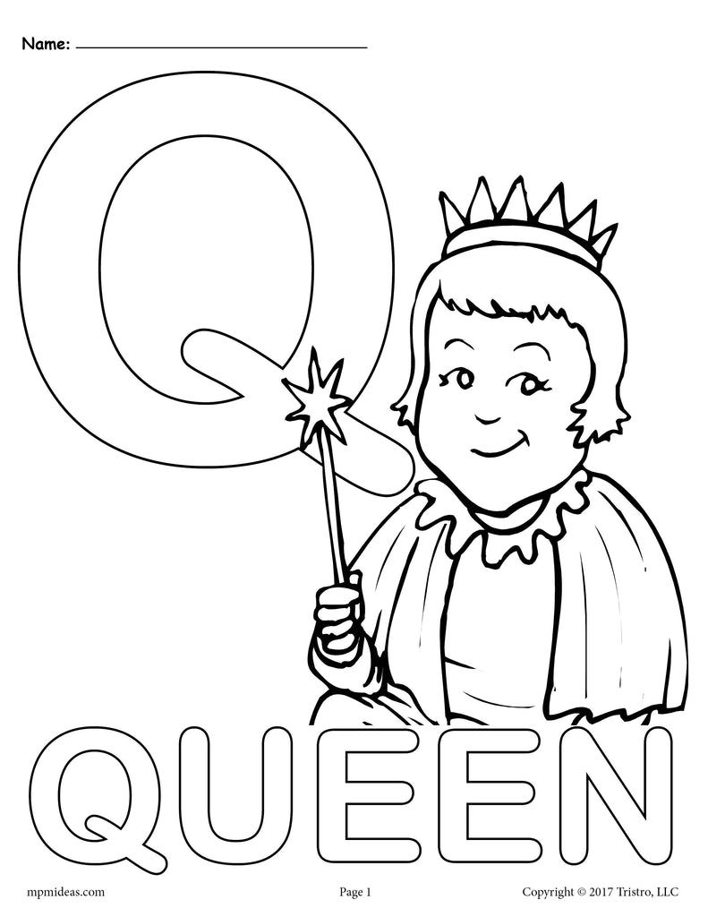 Letter q alphabet coloring pages