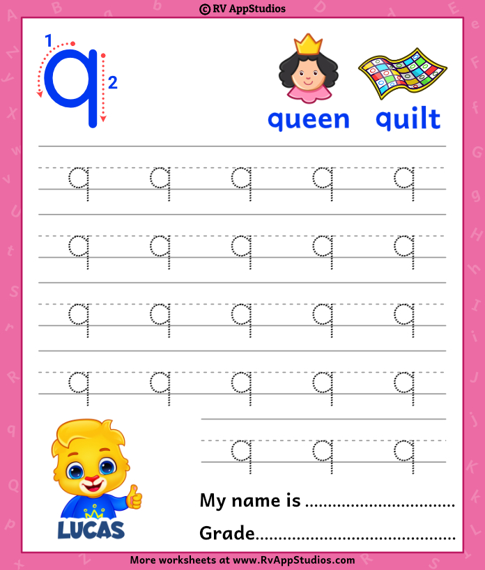 Lowercase letter q tracing worksheets trace small letter q worksheet