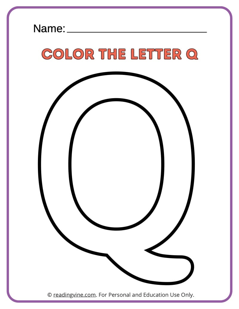 Letter q coloring activity