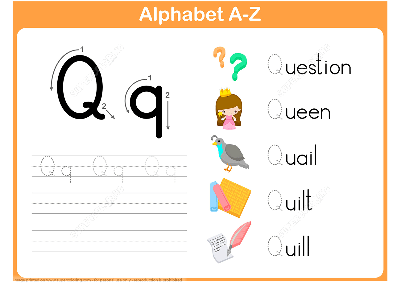 Letter q tracing worksheet free printable puzzle games