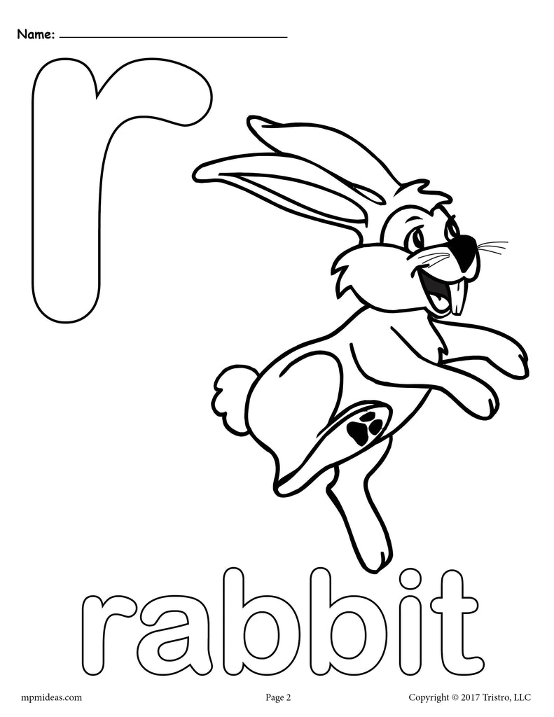 Letter r alphabet coloring pages