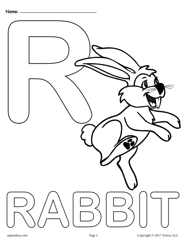 Letter r alphabet coloring pages