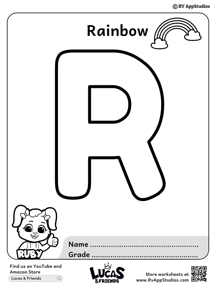 Letter r coloring pages