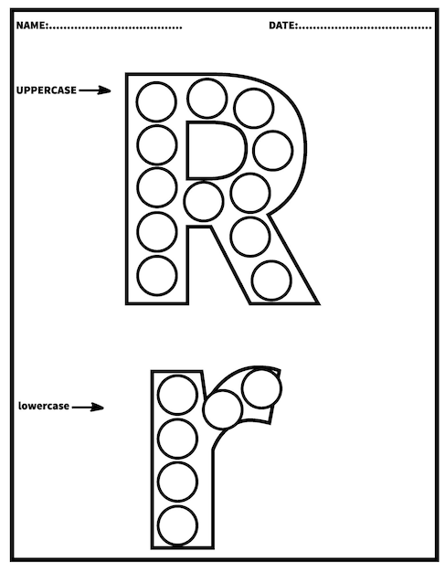 Premium vector alphabet dot markerdab the dot activity printable worksheetskindergarten coloring pages