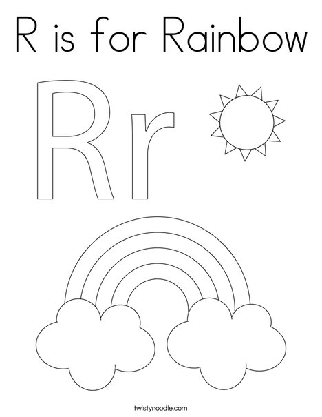 R is for rainbow coloring page