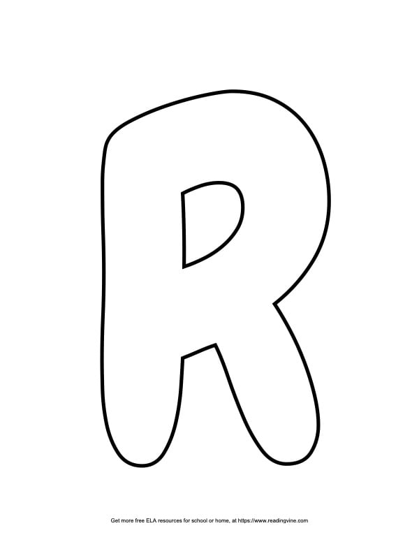 Bubble letter r free printable styles