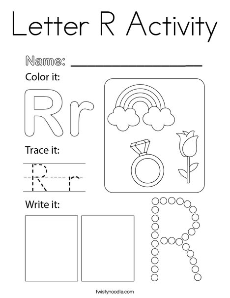 Letter r activity coloring page