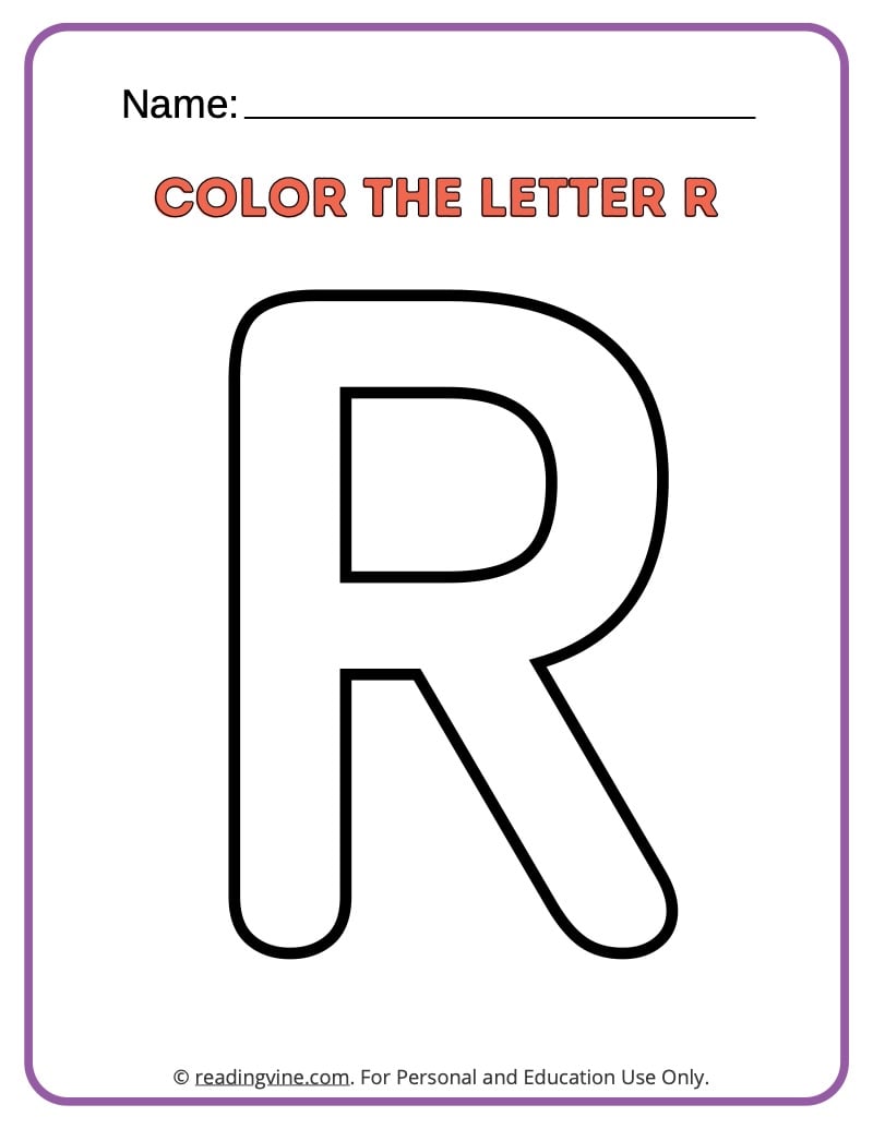 Letter r coloring activity