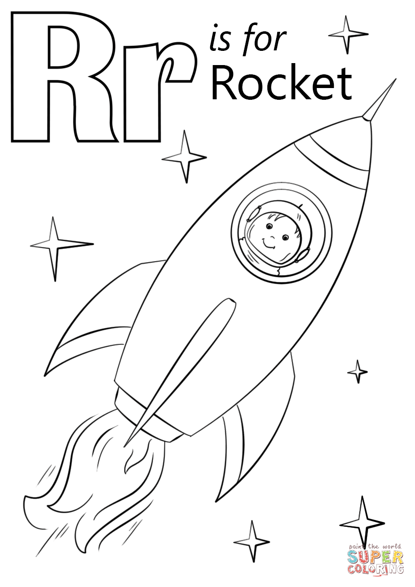 Letter r is for rocket coloring page free printable coloring pages