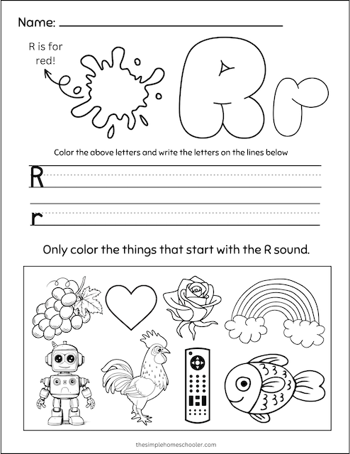 Free letter r tracing worksheets easy print