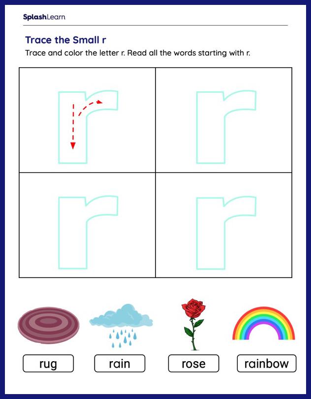 Letter r tracing worksheets for kids online