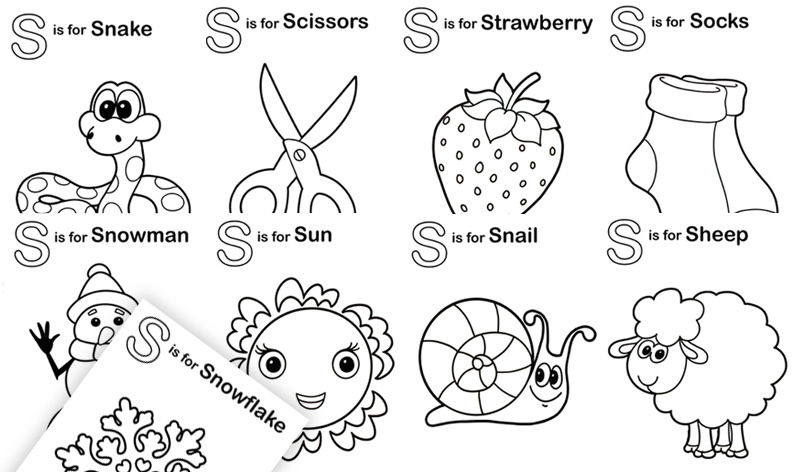 Letter s coloring pages