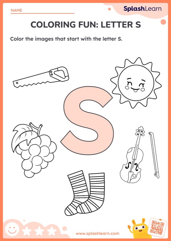 Coloring fun letter s worksheet