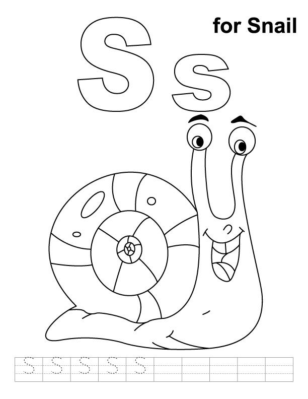 S for snail coloring page with handwriting practice download free s for snail colorinâ abc coloring pages preschool color activities kids handwriting practice