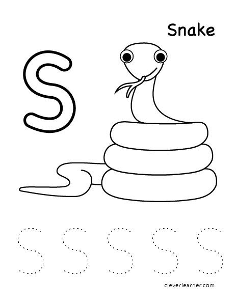 S stands for snake tracing sheet for preschool letter s worksheets letter s crafts alphabet worksheets preschool