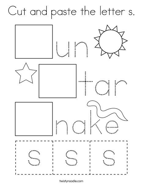 Cut and paste the letter s coloring page