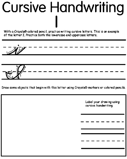 Writing cursive i coloring page